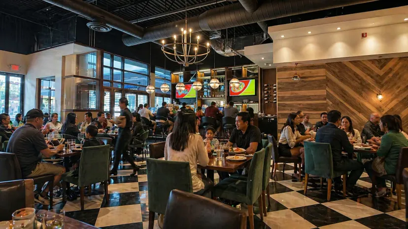 Guests dining inside a Bawarchi restaurant